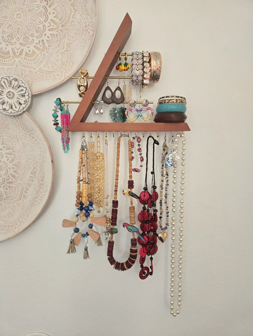 Handmade Wooden Vanity Wall Shelf Jewelry Organizer & Display